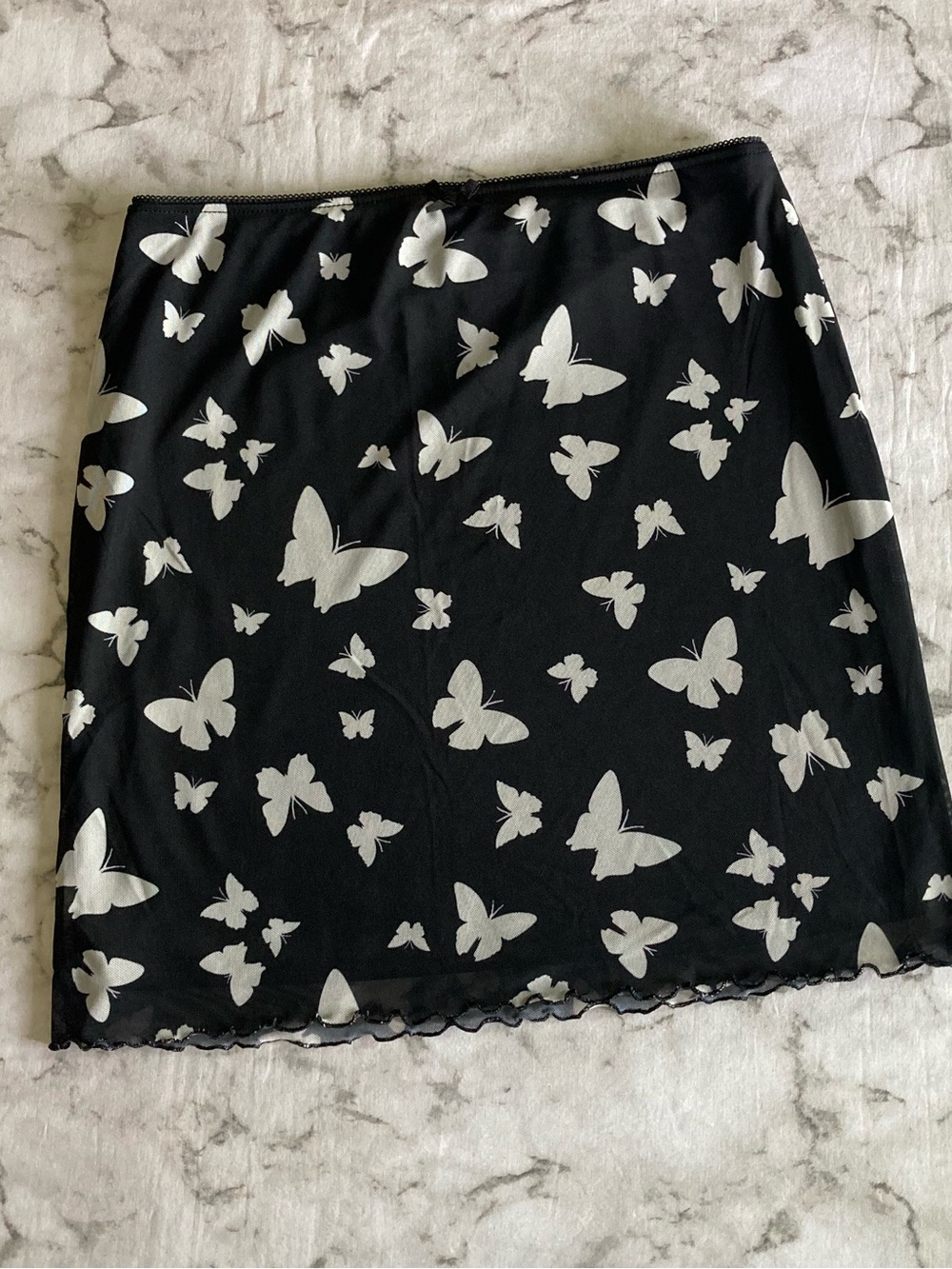 Black with white  Butterfly Print A-Line Skirt